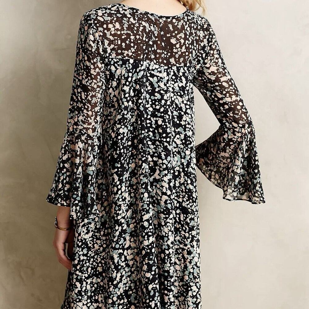 NWT Anthropologie Paper Crown Droplets Dress A-Line Pullover 3/4 Bell Sleeve MP - Picture 2 of 14